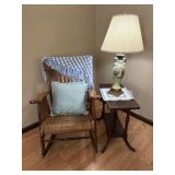 Vintage Furniture: Wood Rocking Chair, Lamp,