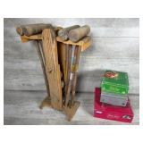 Trivia pursuit games, croquet set with missing