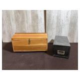 Wooden Keepsake Box And Metal Drawer