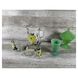 Glass Pitcher And Glasses, Candy Dish