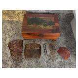 Wooden Keepsake Box With Vintage Combs