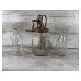 Dazey Churn And Milk Bottles