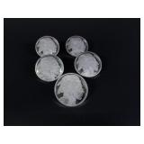 Five 1oz  .999 Fine Silver Buffalos