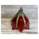 Vintage Ruby Red Slag Glass Pendant Light