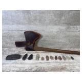 Hatchet, Arrow Heads, and Sharpening Block