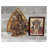 Native American arrowhead clock and picture