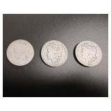 (3)Peace Dollars 1880, 1881, one is not readable