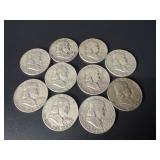 10 Franklin Half Dollars