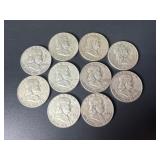 10 Franklin Half Dollars