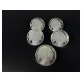 Five 1oz  .999 Fine Silver Buffalos