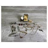 Assorted cuff links and tie clips
