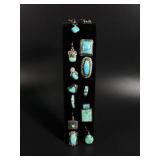 Native American sterling silver turquoise, single