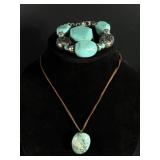 Turquoise and Silver-plated jewelry, including a