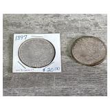 2- AU Morgan Silver Dollars