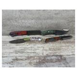 4 Small Fixed Blades With Sheathes and a Metal