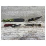 1 Large Fixed Blade with Sheathe and 3 Small