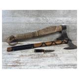 2 Hatchets and Fixed Blade Knives