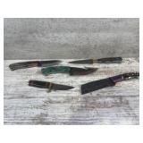 5 Fixed Blades With Sheathes