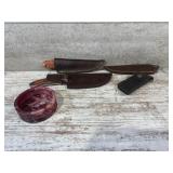 3 Large Fixed Blades with Sheathes , 1 Folding