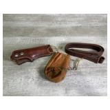 Leather belt, holster, and pouch