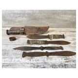 Vintage 1950ï¿½s Throwing Knives and Fighting Knife