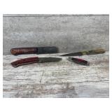 3 Fixed Blade Knifes and 1 folding knife