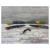 4 Fixed Blades and a Neck hatchet