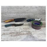 Assortment of Fixed Blades Knifes and Ashtray