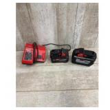 Milwaukee M12  M18 Charger w M18 Batteries