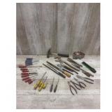 Hammer Screwdrivers Pliers and Files Assortment