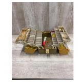 Fishing Tackle Box BeigeOlive Green Lures