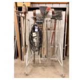 Rolling Garden Tool Rack w Shovel Rakes Broom  Bel