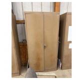 Tan Metal Cabinet with Shelves