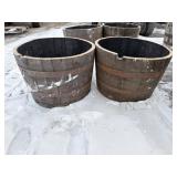Pair of Whiskey Barrel Flower Planters