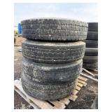 (4) Yokohama 11R24.5 Tires on Alum. Wheels