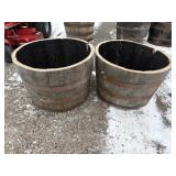 Pair of Whiskey Barrel Flower Planters