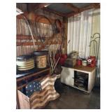 American Flag Shelf Bucket  Garage Items