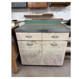 Vintage Cabinet, Green Top, Metal Hardware