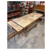 Workbench Woodworking Table - Vise, Peg Holes 67in