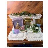 Basket Faux Flowers Nativity Straw Bag Lantern and