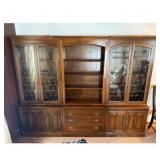 Bookcase 3-piece unit glass doors and drawers.