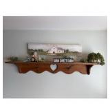Farmhouse Shelf, Barn Picture, Tractor Decor