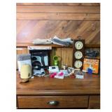 Blow dryer, clock, and misc items