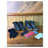 Boots and Gloves Set Black Red and White