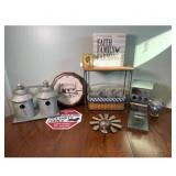 Metal Silos Sign, Clock, Windmill  Feeder