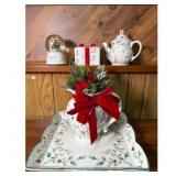 Floral Pitcher, Snow Globe, Gift Box,  Teapot