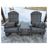 Adirondack Glider Chair Set with Table and Cushion