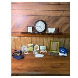 Wall Clock, sports hats, and decor