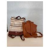 Fossil Striped Brown Leather Backpack