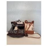 Brown Backpack with Leather Trim